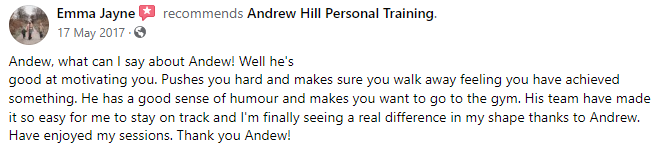Emma Jayne Testimonial for Andrew Hill Personal Training
